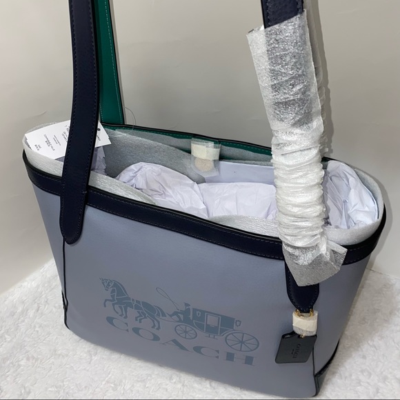 Coach Tote In Colorblock With Horse And Carriage NWT - Picture 4 of 10